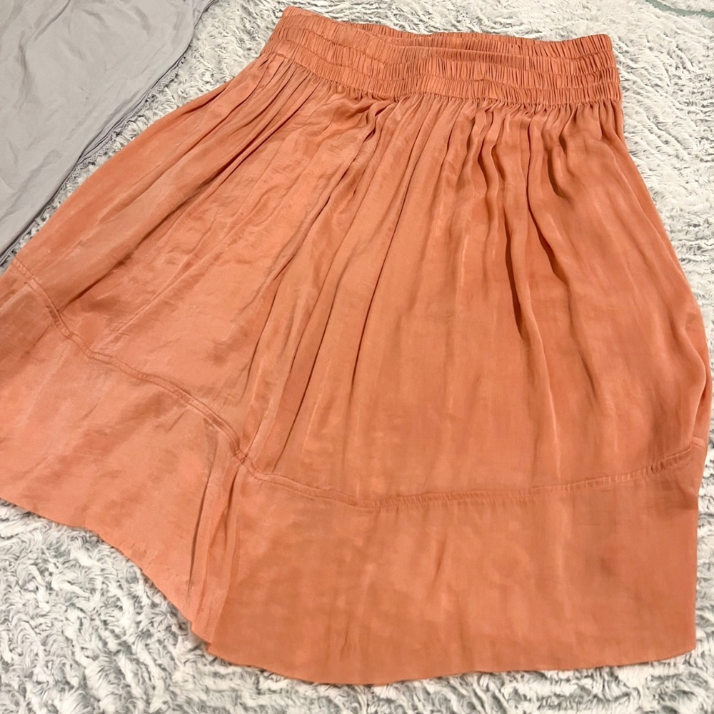 Wilfred Peach-Orange Gathered Waist Skirt